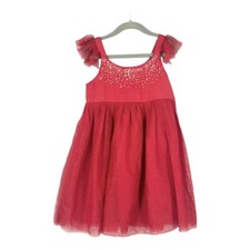 Cat  Jack Girl  s Sleeveless Flutter Shoulder Satin Tulle Dress Red Size S 6/6X 