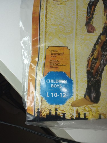 Transformer Bumblebee Halloween Costume Muscle Jumpsuit & Mask Child Sz L 10-12 - Picture 7 of 9