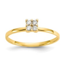 10k Yellow Gold Cubic Zirconia Engagement Ring Size 7