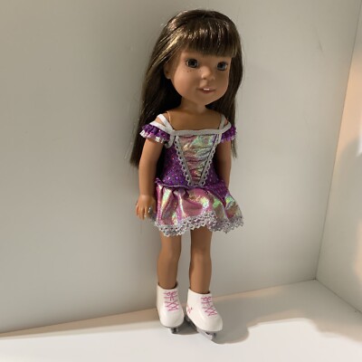 American Girl Ashlyn Doll Willie Wishes Wearing Ice Skates