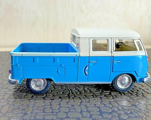 Kinsmart Essco 1963 Volkswagen Bus Double Cab Pickup Diecast Pastel 1:34 Blue - Picture 4 of 8