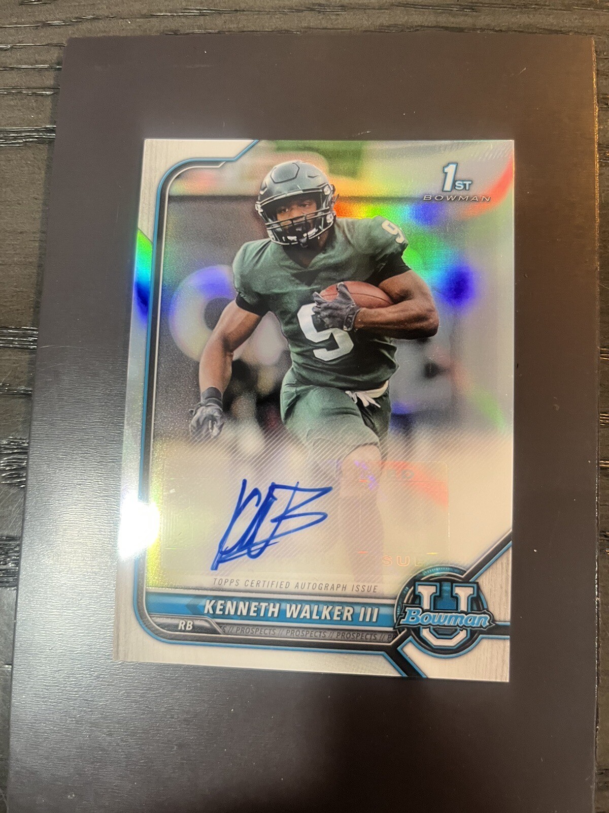 2021-22 Bowman University Football Kenneth Walker III 1st Refractor Auto