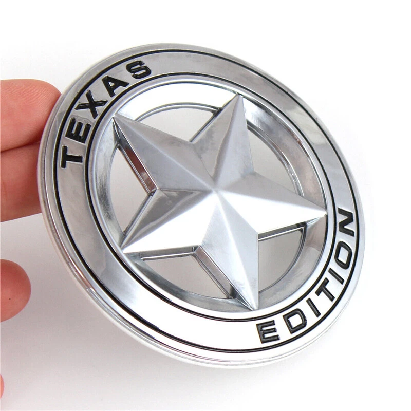 1x Silver Black Texas Lone Star Emblem Car Front Grille 3D Metal Badge Nameplate — 第 2/4 张图片