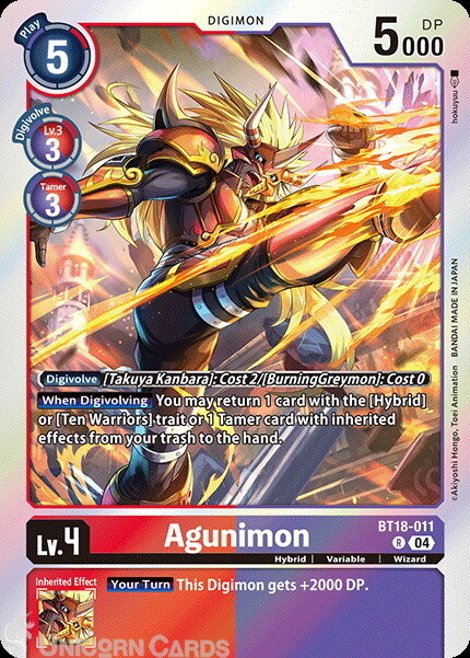 BT18-011 Agunimon : Rare Digimon Card : BT18-19: Special Booster Ver.2.0