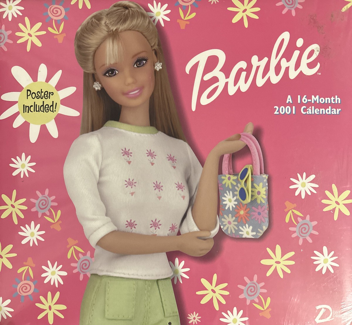 New & Sealed Vintage y2k Barbie 16-month 2001 Calendar Poster