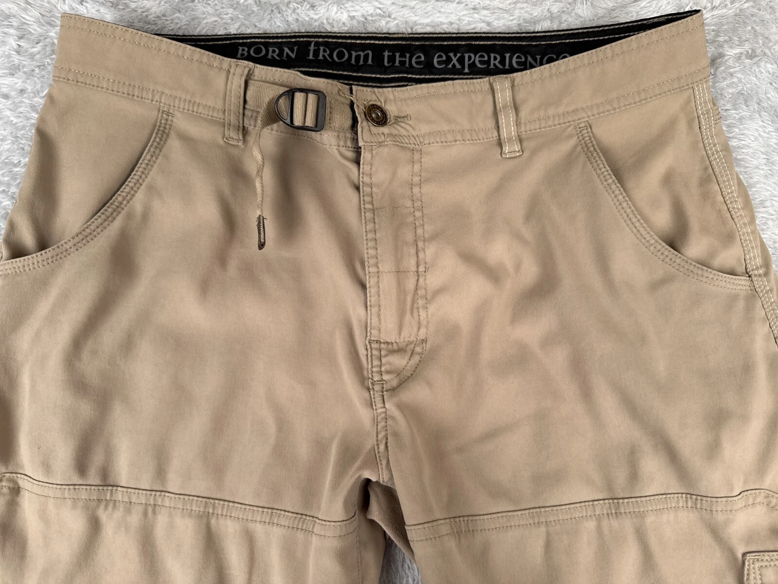 prana cargo pocket nylon blend belted hiking camping pants