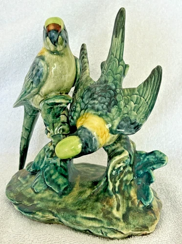 Vintage Stangl Pottery  Green Double Parakeets Figurine #3582 Ex Cond.