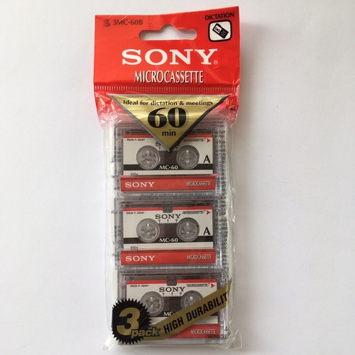 Sony 3MC60B Microcassette Dictation Audio Cassette Tape 60 Min 3 Pack