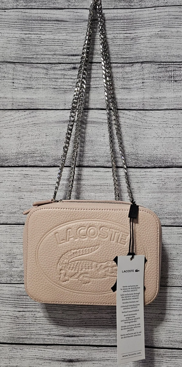 Lacoste women's croco crew grained leather zip shoulder bag sale