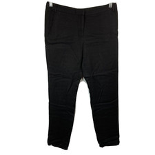 Tibi Pants Womens Sz 2 Black Flat Front Mid Rise Straight Leg Dress Trousers