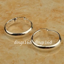 925 Sterling Silver Hypo-Allergenic 30mm Medium-Size 5mm Flat Hoop Earrings HG2