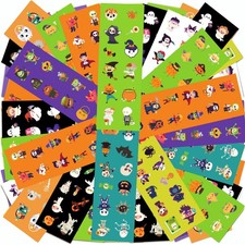 100 Sheets Halloween Stickers for Kids, Party Favors Gifts Black