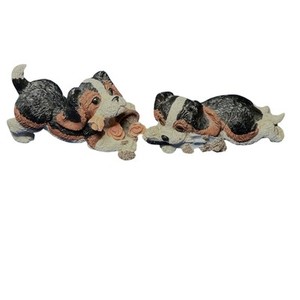 1993 Kathy Wise playful puppy ceramics set of 2 vintage decor collectibles