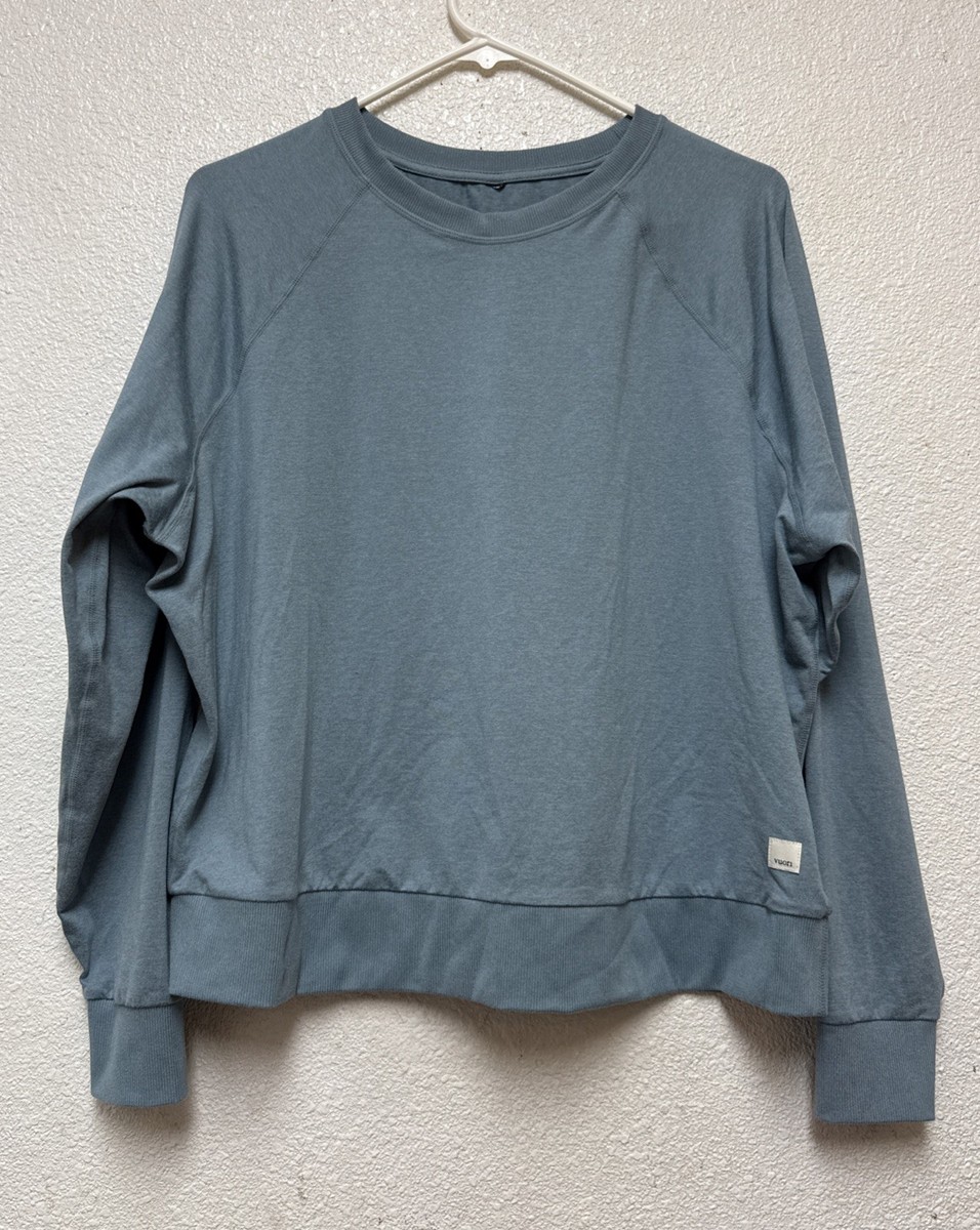 Vuori Halo Crew Long Sleeve Pull Over Sweatshirt Top VW241 Blue Heather Sz  L | eBay