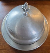 Connecticut Housr Pewterers Ręcznie robiona kopuła Cyna Maselniczka ze szklaną wkładką