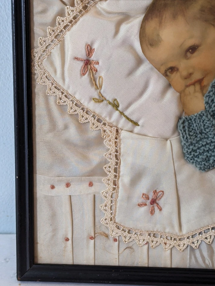 Hermosa obra de arte para guardería - Cuadro de bebé victoriano enmarcado y hecho a mano en 3D - Encantador Foto 3 de 4