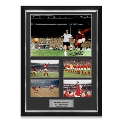 England-Fotopräsentation, signiert von Geoff Hurst. Gerahmt.