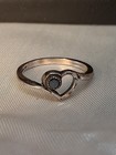 925 Sterling Silver Stamped Signed Black Spinel Heart RING SIZE 7 [P26]  — photo 1