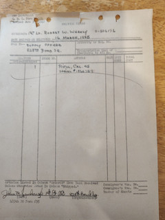 WWII 828TH BOMB SQUADRON 1945 SHIPPING TICKET PISTOL 45 CALIBUR