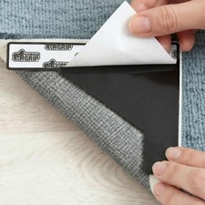GORILLA GRIP Extra Wide Dual Sided Rug Gripper Pads, 5" x 7" 4 Pack , Black