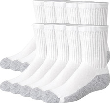 Boys' Uniform Crew Socks, Moisture-Wicking Socks, Cushioned Foot Bottoms, 10-Pai