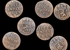 One Dutch East Indies 1/4 Stuivers Coin from Sumatra (1822-1836)