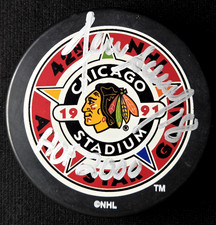 Denis Savard Signed 42nd All Star Game Chicago Stadium 1991 Blackhawks Puck PSA