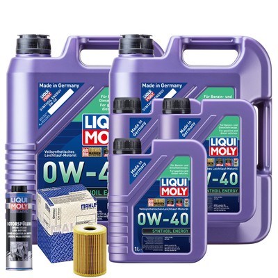 Motoröl 0W40 LIQUI MOLY Synthoil Energy 13L+MAHLE Ölfilter +Spülung