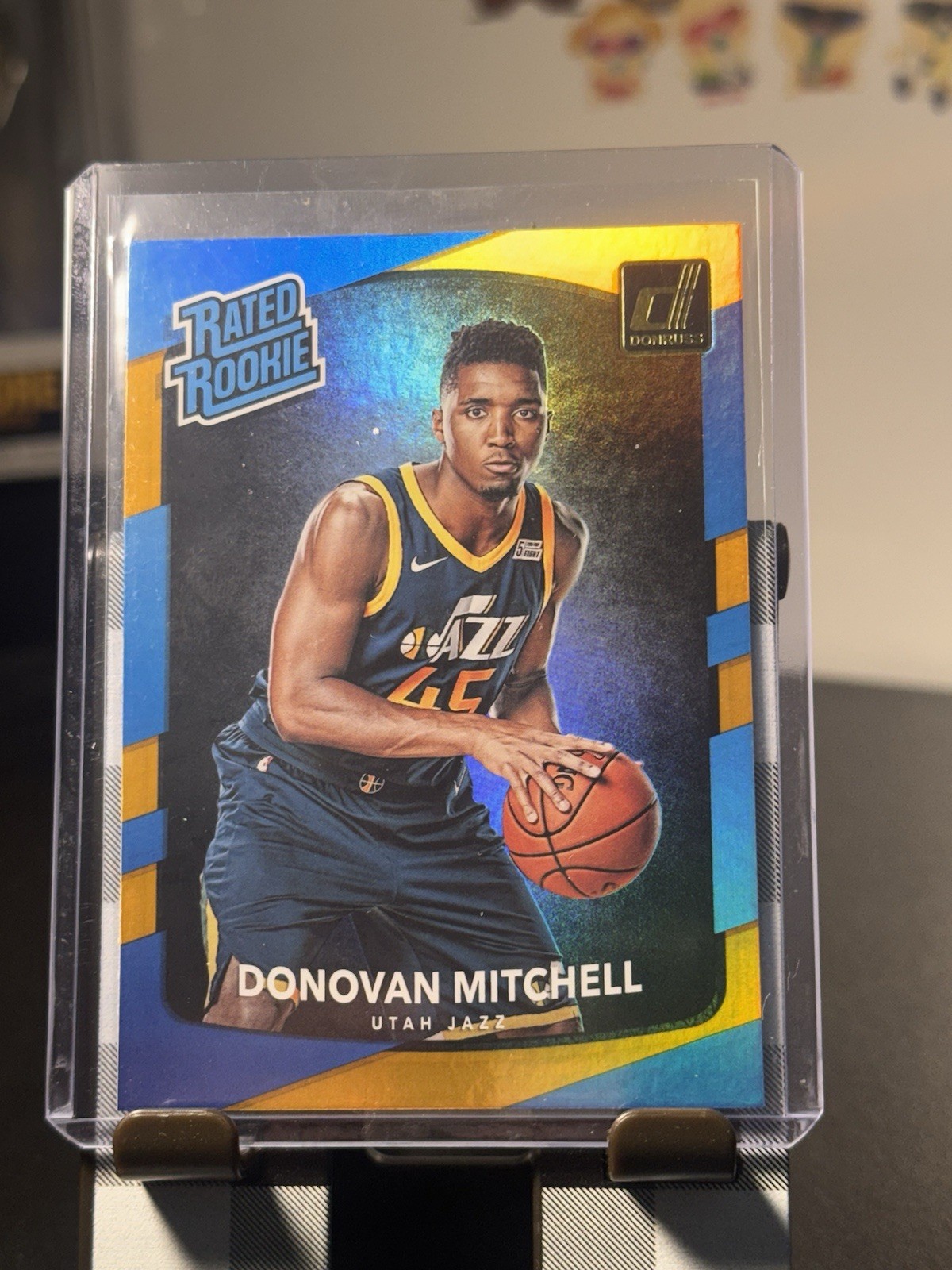 Donovan Mitchell 2017-18 Donruss RC Rated Rookie ORANGE Holo Laser SP #188 JAZZ