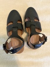 Vionic Faye Black Leather Ankle Strap Size 10