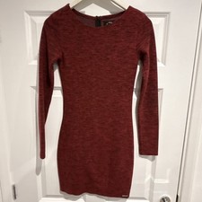 Superdry Women’s Wine Red Bodycon Long Sleeve Dress XS