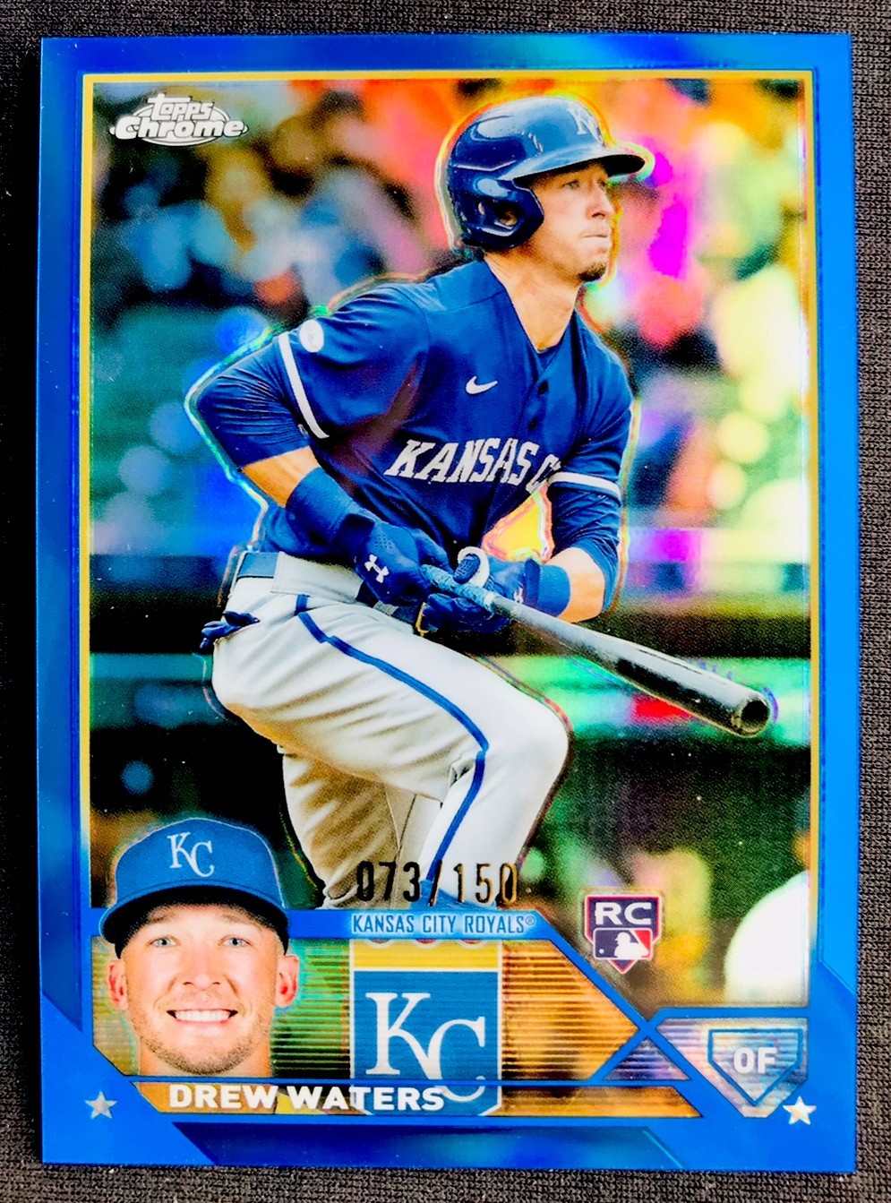 2023 Topps Chrome Baseball Blue Refractor /150 Drew Waters Rookie RC  ! Royals !