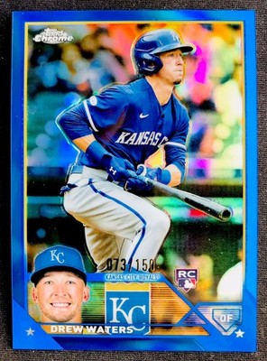 2023 Topps Chrome Baseball Blue Refractor /150 Drew Waters Rookie RC  ! Royals !