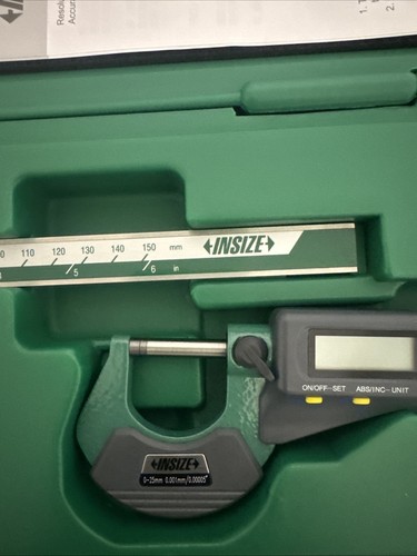 Insize 2 pc Measuring Tool Set Digital Caliper & Digital Outside Micrometer 5022 - Picture 3 of 7