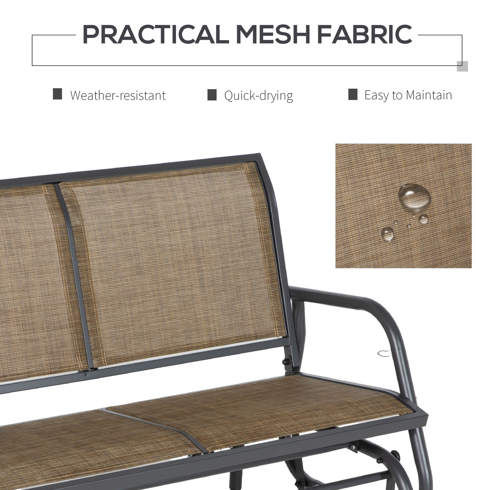 2-Person Outdoor Glider Bench, Patio Double Swing Rocking Chair