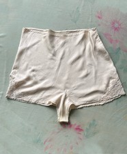 Vintage 1930s Ivory 100 Silk Satin  Lace Tap Shorts Pearl Button 1920s 30