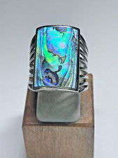 Sterling Silver Abalone Statement Ring 9.3g Sz. 8.5