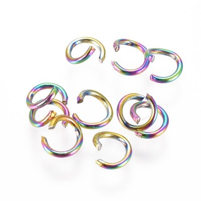304 Edelstahl vollständig offene Biegeringe Regenbogen rund 0,7 x 5 mm 20 Stück