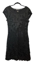 Damee Black Mesh Cocktail Sheath Dress Size 12 Embellished Fairy Glam Grunge