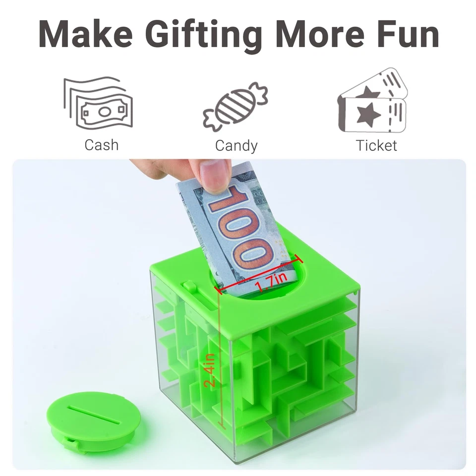 Paquete de 2 cajas de rompecabezas Money Maze para niños y adolescentes hace dinero en efectivo regalo dando más diversión Foto 4 de 4