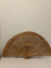 Vintage Woven Bamboo Wall Fan Boho Decor 50cm Wicker