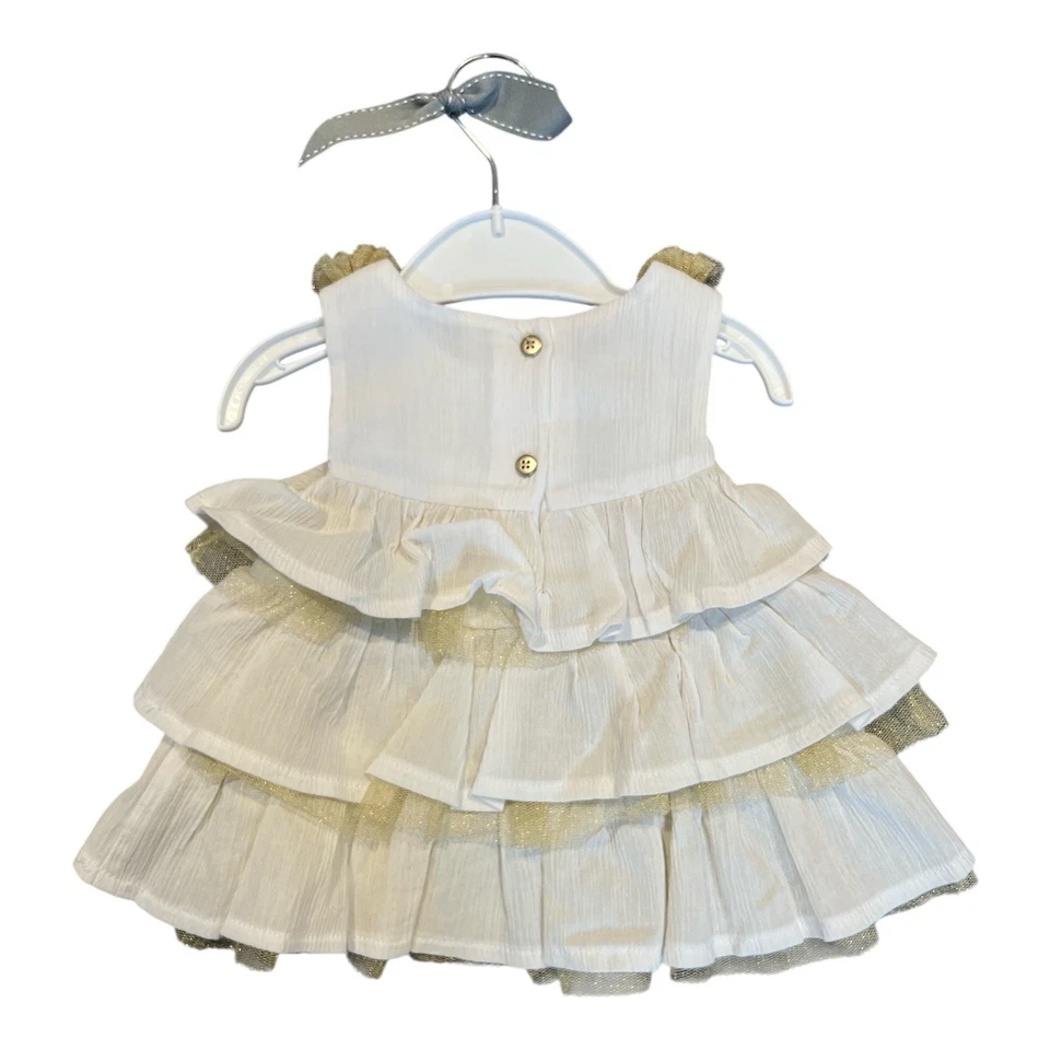 First Impressions Baby Girl’s Shirt & Short Set White & Gold Tulle Size 3-6 M - Image 4 of 4