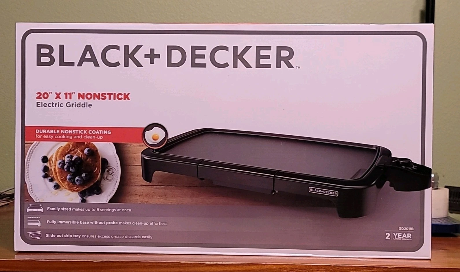 BLACK+DECKER 20" x 11" Nonstick Electric Griddle 1500W GD2011B Black