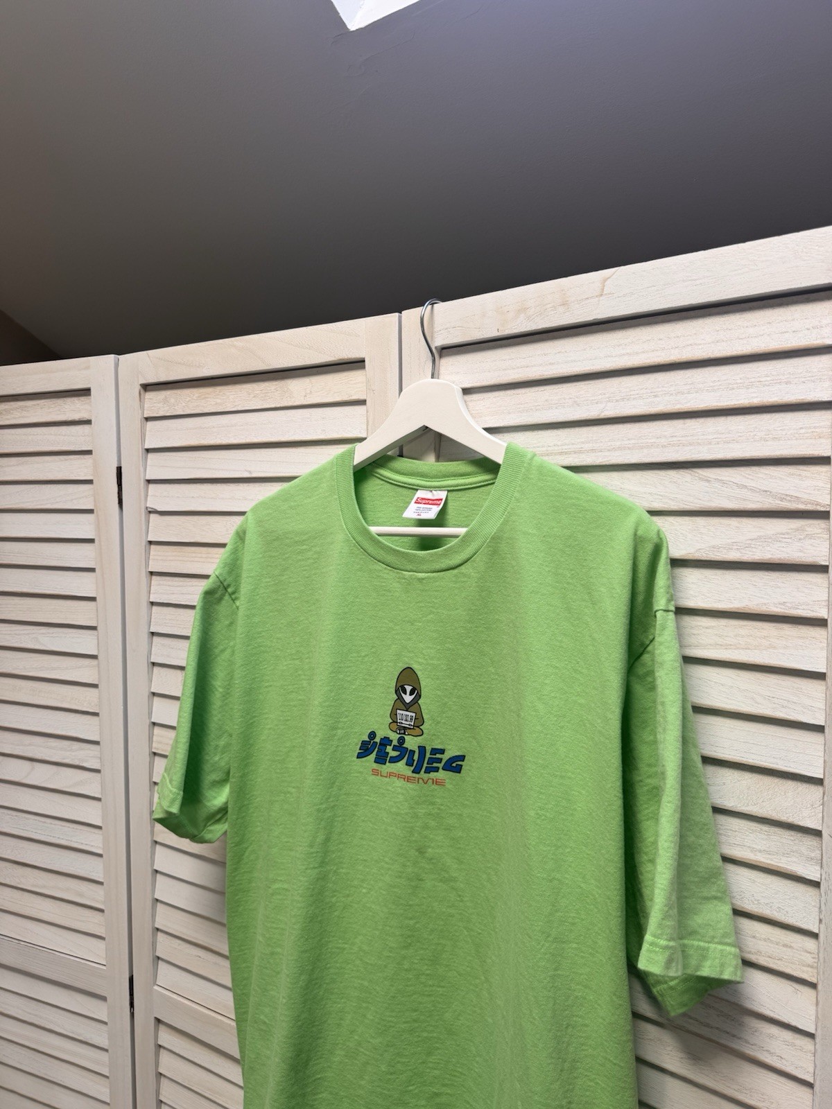 Men’s Casual Y2K Shirt Supreme Alien Tee Lime thumbnail 8