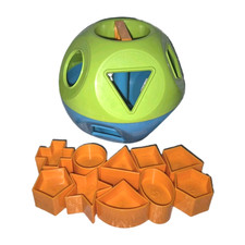 Tupperware Tuppertoys Shape-O Ball Green Blue Shape Sorter Complete 10 Shapes
