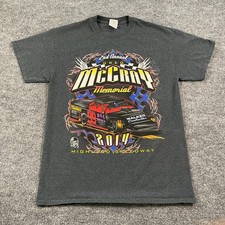 Greg Mccray Memorial Dirt Race Car Shirt Medium 19x27 Gray Highland Speedway