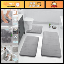 3-Piece Memory Foam Bath Mat Set - Non-Slip, Soft, Quick-Dry Rugs for Bathroom,