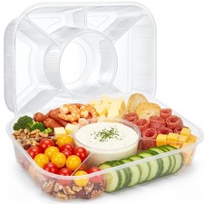 Shellwei 2 Pcs Divided Serving Trays, 15.6 Inch Veggie Platter, No Lid