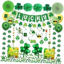 103 PCS St. Patrick  s Day Decorations Kit Party Supplies Set, Shamrock Green