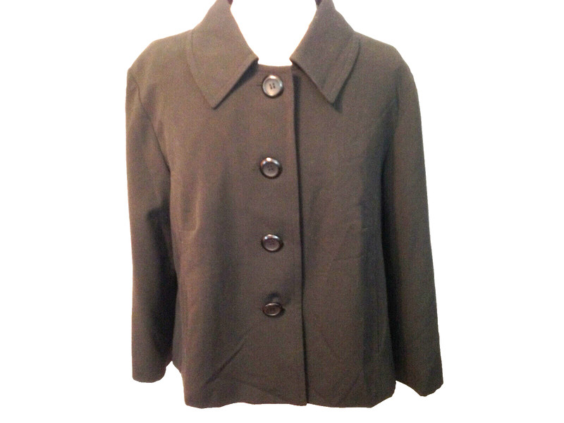 PRESWICK & MOORE Jacket Black Spandex Blend Long Sleeve Large Button Size 12